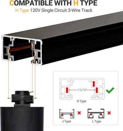 UL Listed H Track Floating Canopy Connector Black for Single Circuit H Type Track Rail, H Track Lighting Rails Cover Compatible with H Track Rail System, Track Lighting Accessories Kit, 1 Pack