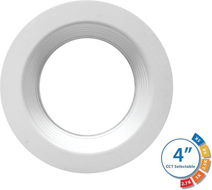 DLR4(v6) 4-inch White Selectable Recessed LED Downlight with Baffle (12 Pack)