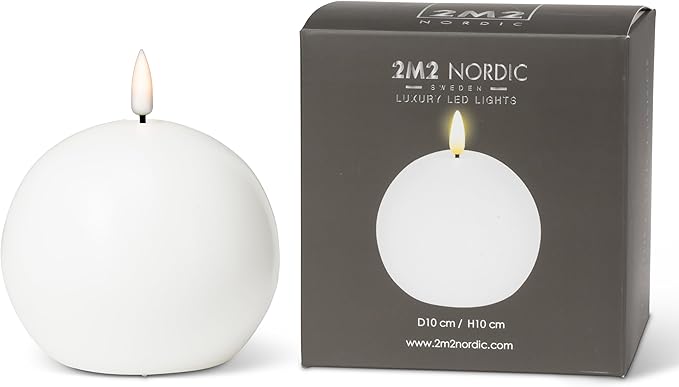 Abbott Collection Wax LED Flameless Ball Candle - White (4" D)
