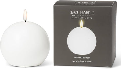 Abbott Collection Wax LED Flameless Ball Candle - White (4" D)