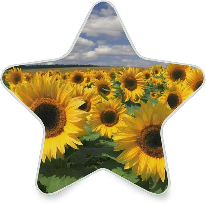 Sunflower Field Plug in LED Night Light Lamp with Dusk to Dawn Sensor for Hallway, Kitchen, Bathroom, Bedroom - Star Shaped Decor