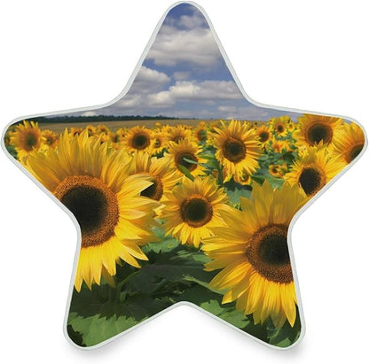Sunflower Field Plug in LED Night Light Lamp with Dusk to Dawn Sensor for Hallway, Kitchen, Bathroom, Bedroom - Star Shaped Decor