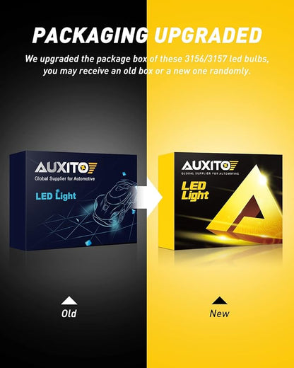 AUXITO 3157 LED Bulbs Reverse Lights, Super Bright 3056 3156 3057 4157 LED Bulbs with Projector for Reverse Back Up Lights Tail Brake Signal Parking License Plate Lights, 6000K White