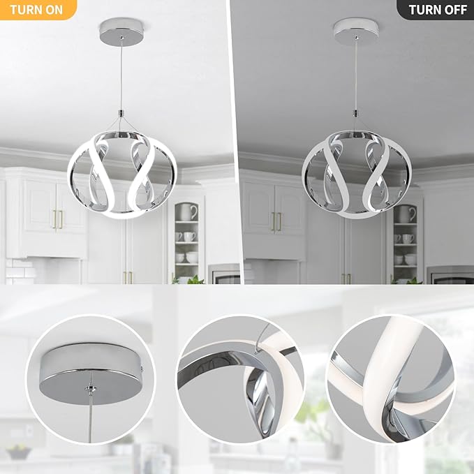 CANEOE Modern Led Pendant Light, 5500K Creative Led Kitchen Island Pendant Lights Fixtures, Adjustable Height Integrated LED Hanging Lamp for Living Room Bedroom Kitchen Cafe,1 Pack