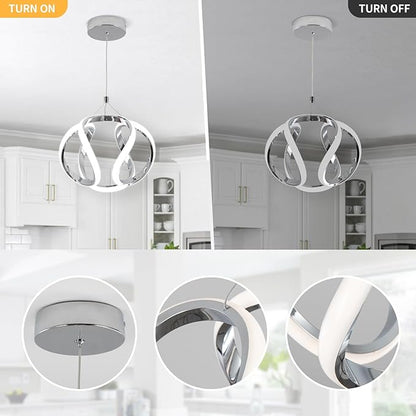 CANEOE Modern Led Pendant Light, 5500K Creative Led Kitchen Island Pendant Lights Fixtures, Adjustable Height Integrated LED Hanging Lamp for Living Room Bedroom Kitchen Cafe,1 Pack