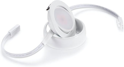Getinlight LED Puck Lights 3-Pack, 2.75" Metal Housing, Wall-Dimmer Compatible, 2700K Warm White, White Finish, Plug-in or Hardwired, ETL Listed, IN-0107-3