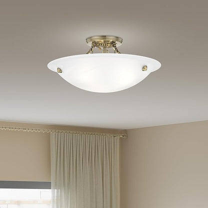 Livex Lighting 4273-01 Oasis 3-Light Ceiling Mount, Antique Brass