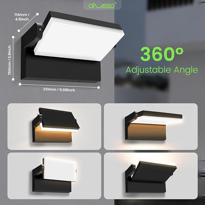 ALUSSO® 20W/40W/55W LED Flood Lights Outdoor, 360° Rotatable Outdoor Wall Light, 3000K/4000K/6500K Exterior Lighting Fixtures, Security IP65 Waterproof Wall Pack Lights for Garage, Porch, Yard, Black