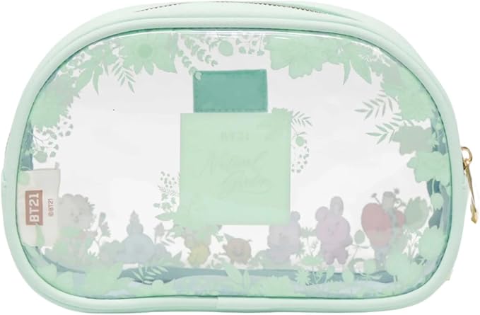 Impressions Vanity BT21 3-PC. Makeup Bag Set with Large, Medium, and Small Pouches, Makeup Organization with Inner Slip Pocket, Clear PVC Material, Travel Cosmetic Bag for Women's Daily Essentials