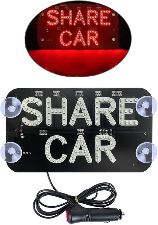 LED Car Sign Decor, Decal Stickers With Suction Cups, Flashing Hook on Window, Light With Cigarette Lighter Power Interface - Red