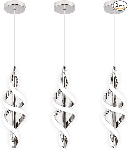 3 Packs Modern Pendant Light,4000K LED Kitchen Island Pendant Lights,Adjustable Pendant Lighting Over Island Hanging Pendant Light Fixtures for Kitchen Dining Room Hallway(Chrome, 3 Packs)