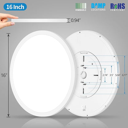mw 4 Pack 16 Inch Flush Mount Ceiling Light, 30W, 5CCT 2700K/3000K/3500K/4000K/5000K, Dimmable Ultra Slim Modern LED Ceiling Light, Damp Location for Bedroom, Kitchen, Laundry Room, ETL Listed