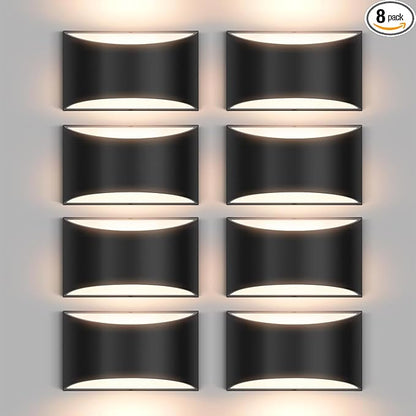 8 Pack Black Modern LED Wall Sconce Hardwired Indoor Wall Lights Up and Down Wall Mount Light for Living Room Bedroom Corridor Hallway Conservatory Warm White 3000K(with G9 Bulbs)