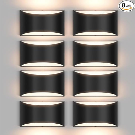 8 Pack Black Modern LED Wall Sconce Hardwired Indoor Wall Lights Up and Down Wall Mount Light for Living Room Bedroom Corridor Hallway Conservatory Warm White 3000K(with G9 Bulbs)