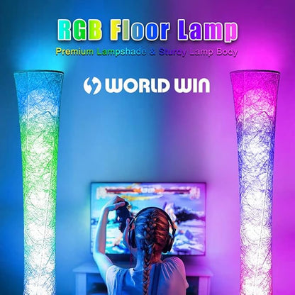 2 Pcs Floor Lamp, 61'' Smart RGB LED Corner Lamp with Music Sync and 16 Million DIY Colors, 3 Color Temperature, APP & Remote Control, Color Changing Standing Floor Lamp for Bedroom Living Room