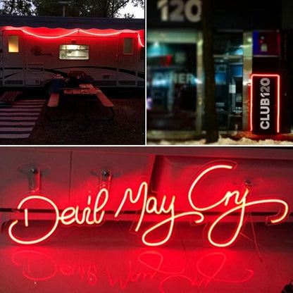 YM E-Bright Red Led Neon Strip Light Without Power Supply, 12V Silicone Indoor Outdoor 16.4Ft 600SMD Waterproof Flexible for Signboard Bar Home TV Kitchen Bedroom Party Holiday Decoration