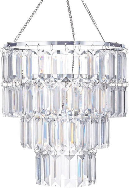 Modern Chandelier Shade, Faux Chandeliers Light Fixture Pendant Ceiling Lampshade for Girls Bedroom, W9.84 X H11 (Chrome)