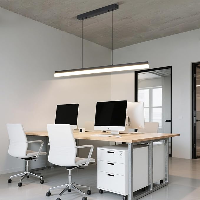 Modern Linear Pendant Light, 47IN Modern Chandelier with Remote Control 3000k-6500K Adjustable Color Temperature, Aluminum Island Lighting Lamp for Dining Room, Living Room