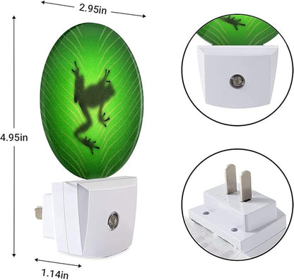 EKOBLA Tree Frog Plug-in Night Light, Green Leaf Vein Frog LED Nightlight with Auto Sensor for Bedroom & Bathroom
