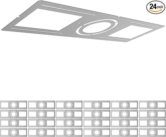 Elaruslux New Construction Mounting Plate with Round Hole - 4/6 Inch Flat Steel Rough in Wafer Light Bracket, LED Recessed Lighting Housing, 24 Pack