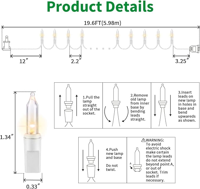 LAMPHOME 100 Count 19.6ft White Christmas Lights, Indoor Outdoor White String Lights, UL Mini Bulb Plug in Fairy Twinkle Lights for Bedroom Classroom Garden Patio Christmas Tree Decor