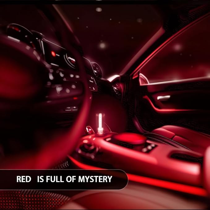 Mini USB Touch Control LED Ambient Light -4 Lighting Modes (Stable/dimmable SOS, Slow Flash, Breathing) Suitable for car interiors, Homes, Camping, and Party Decorations (Red)