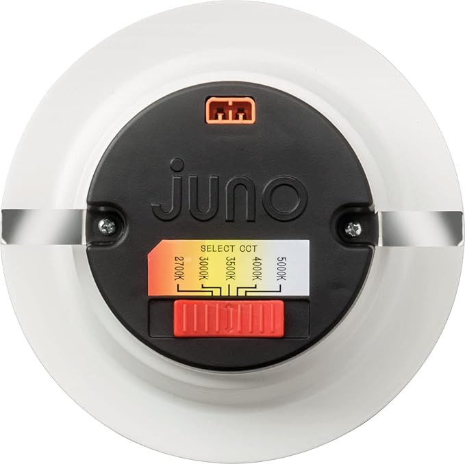Juno E Series 4" LED Ceiling Light, Baffle Trim Recessed Lighting with 5-in-1 Switchable White Color, 700 Lumens, Wet Rated LED Downlight, Dimmable, White, 1-Pack