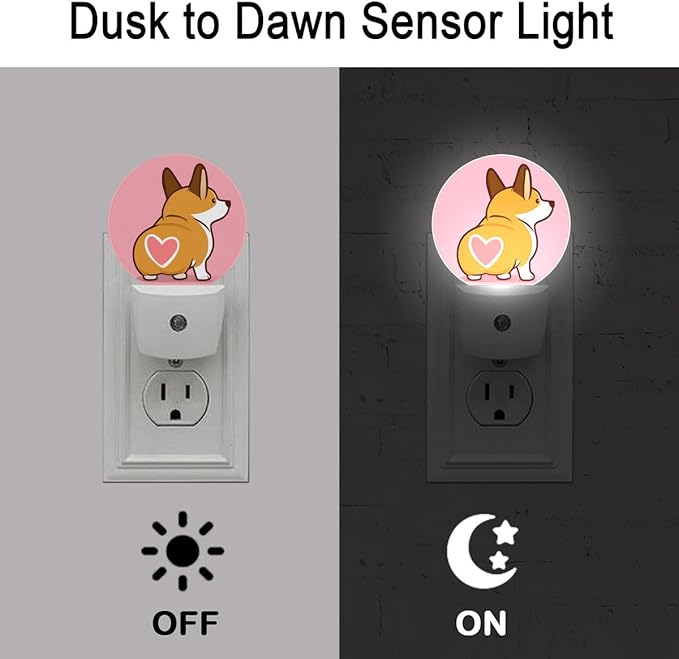 Corgi Dog Night Light Auto Sensor Led Dusk to Dawn Lamp Home Decor for Men Women