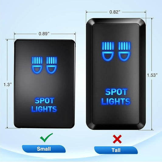 Nilight Spot Lights Push Button Switch 12V ON Off with Connector Wire Kit 1.28" x 0.87" Replacement for Toyota Sequoia Highlander Tacoma Tundra 4Runner RAVR Yaris