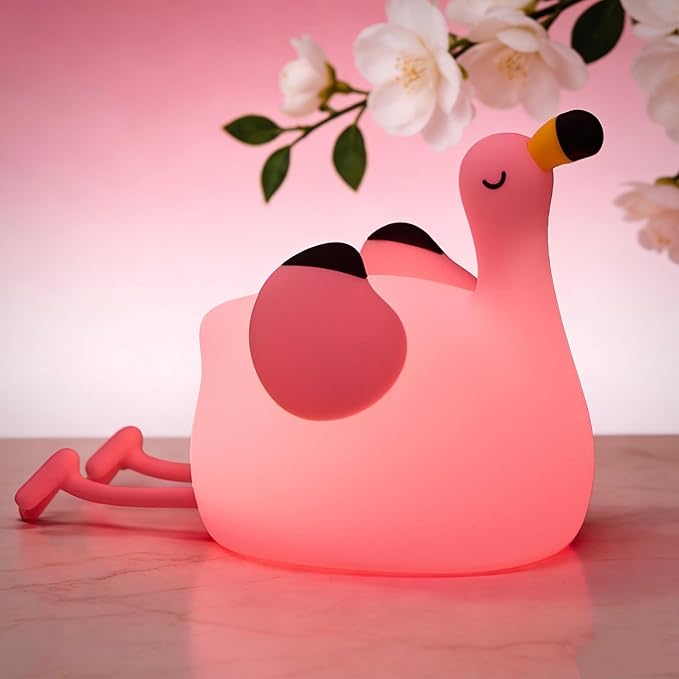 YR YRHH-PET Flamingo Cute Night Light, Squishy Lamp Flamingo Decor, Valentines Day Gifts for her, Girls Pink Stuff Toy, Rechargeable Dimmable Silicone Kids Nightlight, Baby Nursery Dorm Bedside Lamps