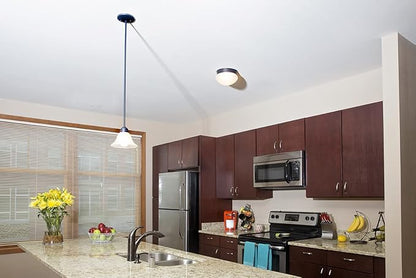 Design House Millbridge Dome 7-5/8 Inch Diameter Indoor Ceiling Light Fixture, for Bedroom, Hallway, Closet & Dining Room, Alabaster Glass, Oil Rubbed Bronze 514547