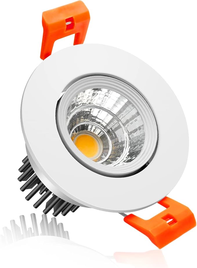 LightingWill 2Inch LED Recessed Ceiling Light, 3W Dimmable LED Downlight, 60 Beam Angle, Warm White 3000K-3500K, 25W Halogen Bulbs Equivalent, White, 1 Pack