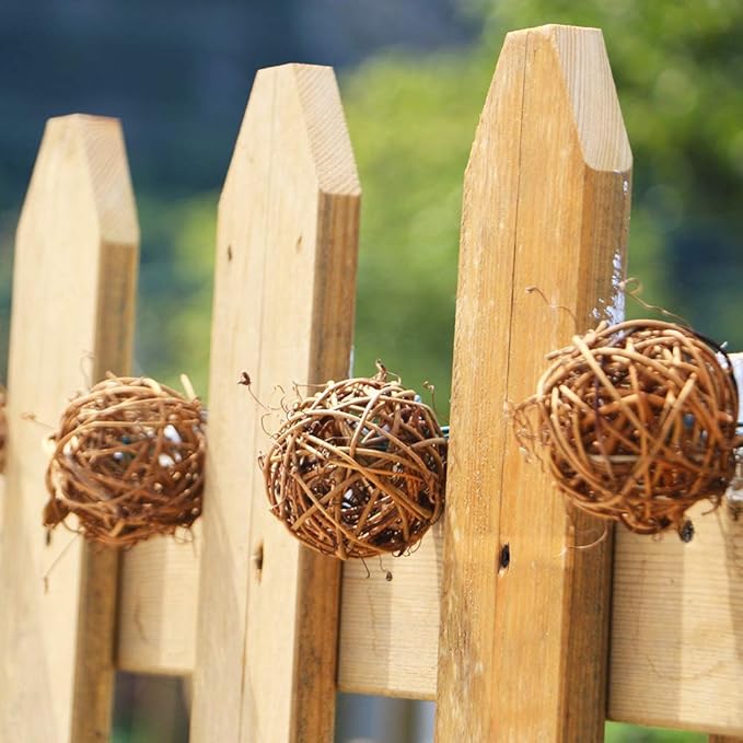 ACRAFT Handmade Dark Brown Rattan Ball String Lights Plug in Fairy Lights for Indoor Outdoor Patio Garden Balcony with End-to-end Connector Decorative Lighting