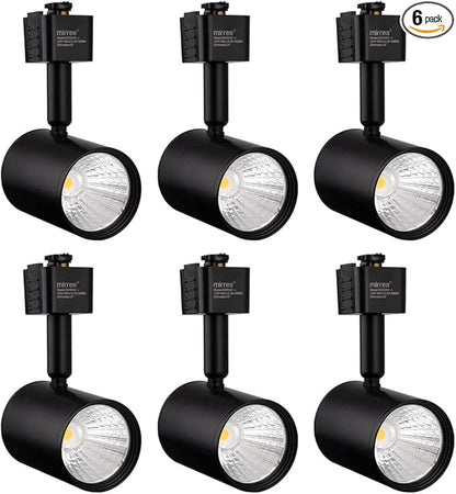 mirrea LED Track Lighting Heads Compatible with Single Circuit J Type Track Lighting Rail Ceiling Spotlight for Accent Task Wall Art Exhibition Lighting 6.5W 24° Black Pack of 6 (4000K Neutral White)