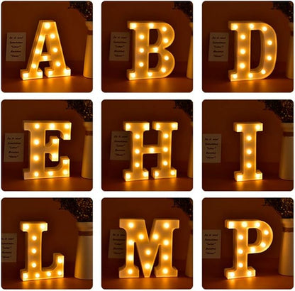 ODISTAR LED Light Up Marquee Letters, Battery Powered Sign Letter 26 Alphabet with Lights for Wedding Engagement Birthday Party Table Decoration bar Christmas Night Home,9’’, White (Q)