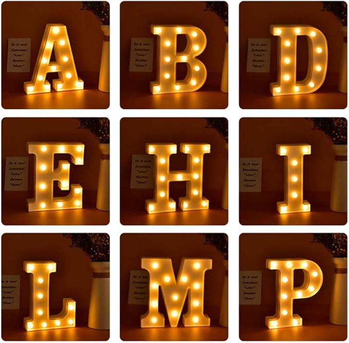 ODISTAR LED Light Up Marquee Letters, Battery Powered Sign Letter 26 Alphabet with Lights for Wedding Engagement Birthday Party Table Decoration bar Christmas Night Home,9’’, White (X)