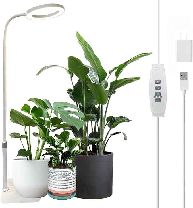 LED Grow Light for Indoor Plants, Full Spectrum led Grow Light,35 inches Adjustable Height,Growing Lamp with Timer,Dimmable Brightness,Ideal for Tall Plants