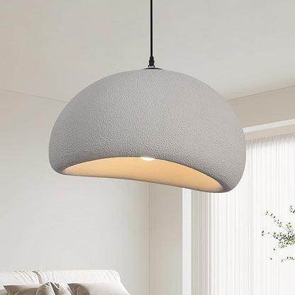 19.7in Wabi Sabi Pendant Light, Kitchen Island Lighting Fixture Ceiling Mount Japanese Lamp Japandi Chandelier for Dining Living Room Hallway Bedroom Restaurant Hanging Lamp, Grey 1 Pack