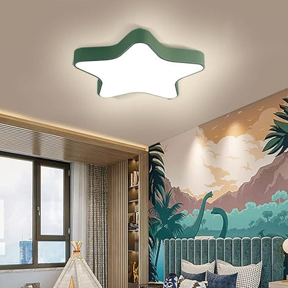 LED Ceiling Light Fixture, Modern Pentagram Recessed Ceiling Lights, 3000K-6000K Dimmable Light, Close to Lighting Flush Mount Living Room Pendant Lamps (Green, 24inch)