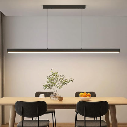 Modern LED Linear Pendant Light, 31IN Ceiling Chandlier Light Fixtures Hanging with Remote Control 3000k-6500K Adjustable Color Temperature Island Light for Dining Room, Kitchen