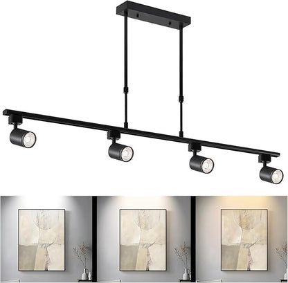 4-Pack Adjustable LED Track Lighting System - Black Ceiling Mount Spotlights with 360° Rotation for Kitchen, Bathroom, Dining Room & Hallway, Easy Install Modern Home Lighting Fixtures