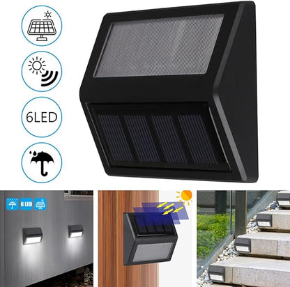 Solar Fence Lights, Waterproof Solar Outdoor Lights for Stairs Decks Steps Fences Patio Yard, LED Wall Sconce (Cool White/4 Pack)
