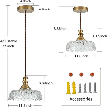 HDDFL Vintage Pendant Lights Fixture Modern Pendant Lighting Fixtures 11.8inch Hanging Lamp for Kitchen Island Bedroom Living Room Hallway