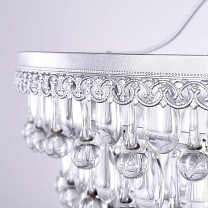 Wellmet 20 Inch Crystal Chandeliers, 6 Lights 5 Tiers Crystal Light, Adjustable Ceiling Pendant Lights, Modern Hanging Chandelier Lighting Fixture for Dining Room, Bedroom, Hallway, Bar, Kitchen, Bath