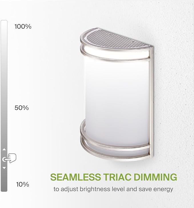 ASD LED Indoor Wall Mount Light Fixture - 10 Inch 15W Modern Interior Brushed Nickel Dimmable Wall Sconce Light - ETL 3000K 4000K 5000K Adjustable - Hallway, Bedroom LED Wall Lights, 4 Pack