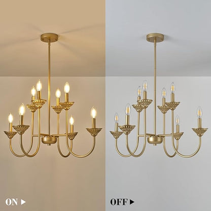 29" French Country Chandelier, 6-Light Farmhouse Pendant Light, Vintage Rustic Candle Lighting Fixture for Dining Room, Bedroom, Kitchen Island, Entryway, Living Room