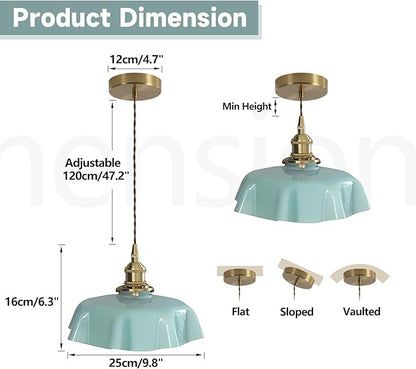 Mid Century Pendant Light,E26 Base Gold Pendant Lights Kitchen Island Ceiling Lamp Suitable for Kitchen Dining Room Bedroom Outdoor,Color Green