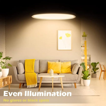 LightingWill 8.9 Inch LED Flush Mount Ceiling Light Fixture, 2800K Warm White, 1800LM, 18W, Flat Modern Round Lighting Fixture, 180W Equivalent White Ceiling Lamp for Kitchens, Bedrooms.etc.