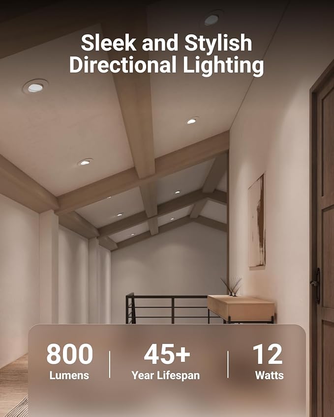 Sunco 6 Pack LED Can Lights Eyeball Retrofit Gimbal 5/6 Inch Recessed Lights, 12W=60W, 5 Colors (2700K/3000K/3500K/4000K/5000K), 800 LM, Directional Angled Trim Adjustable Ceiling Downlight, UL
