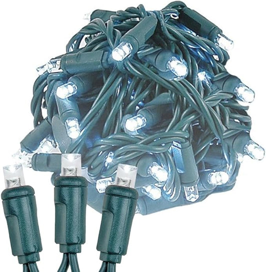 Novelty Lights 50ft 100 LED Pure White Christmas Lights Outdoor/Indoor, 6" Spacing, Green Wire String Lights for Festive Xmas Lighting, IP55, UL Listed, Dimmable, Connectable